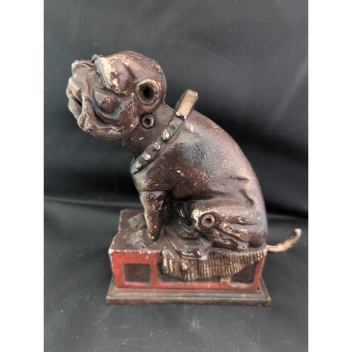 92 - An Antique Cast Iron American Bulldog Mechanical Bank circa 1880