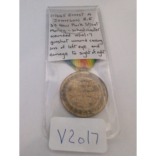102 - Local Interest: WWI British Inter-Allied Victory Medal Awarded to Morley Resident SGT. E.A. JOHNSON ... 