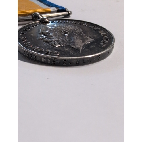 103 - Local Interest: A British War Medal 1914-1918 to Morley Resident Pte. E. Ellis (Died In The Great Wa... 