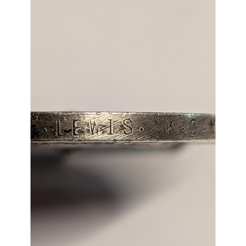 104 - A WWI King George V British War Medal. Awarded to 15209 PTE W Lewis King's Own Yorkshire Light Infan... 