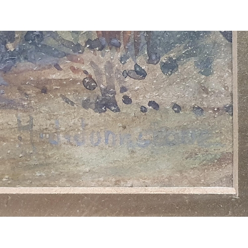 142 - A framed watercolour depicting a young girl picking flowers by Henry James Johnstone (1835-1907) sig... 