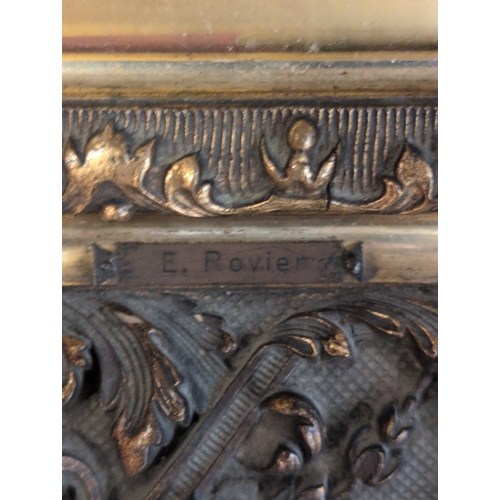 144 - Emile Rovier 19th Century, European Market Scene Signed Lower Right with Indistinct Title Verso