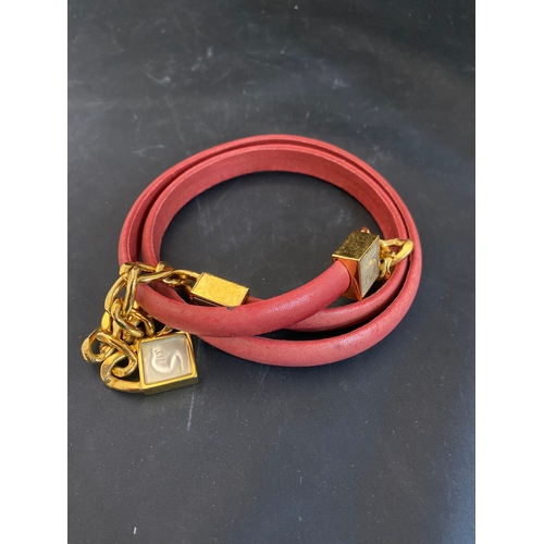 107 - Lalique Red Leather Belt