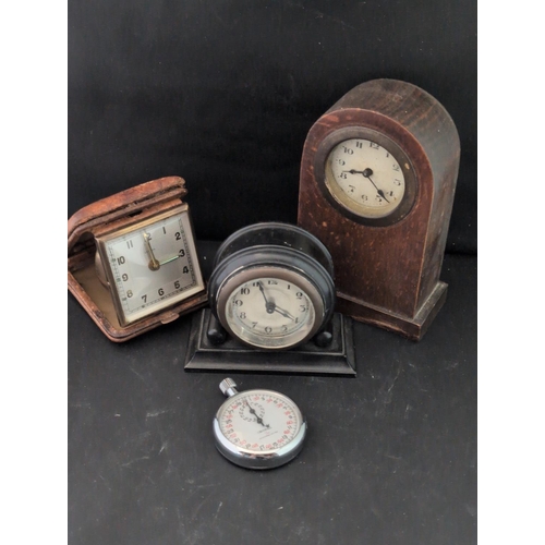 112 - A Group of Assorted Desk, Travel Clocks and a Stopwatch (untested)