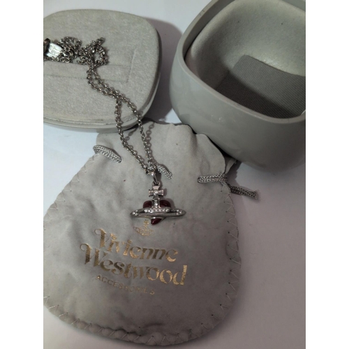 116 - Vivienne Westwood Diamante Heart Orb Pendant Necklace, boxed