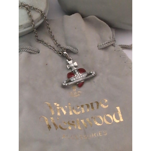 116 - Vivienne Westwood Diamante Heart Orb Pendant Necklace, boxed