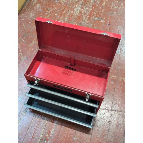 159 - A Red Three-Drawer Metal Toolbox by American PRO BALL BEARING, Shipping Unavailable