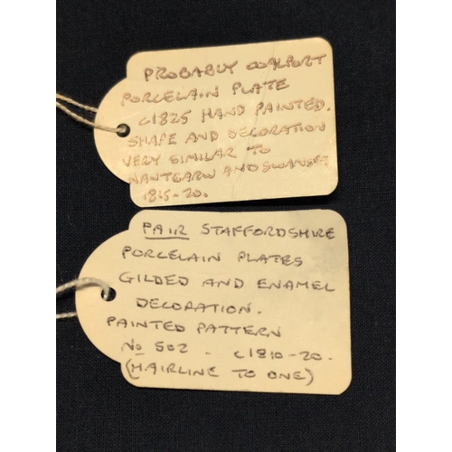 168 - A Coalport Porcelain Plate Decorated with Flowers and A Pair of Staffordshire Porcelain Landscape Pl... 