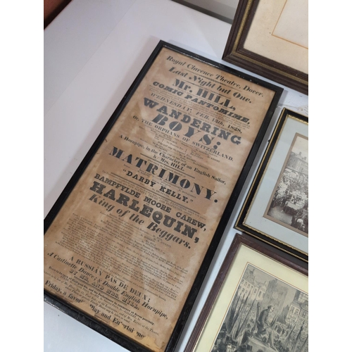 172 - A Collection of Historical Ephemera, Including a Victorian Royal Clarence Theatre Dover Playbill, La... 