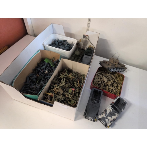 61 - A Large Collection of Vintage Plastic Toy Military Figures and Vehicles