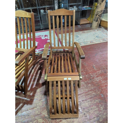 64 - A Pair of Vintage Teak Steamer Style Deck Loungers. Shipping Unavailable