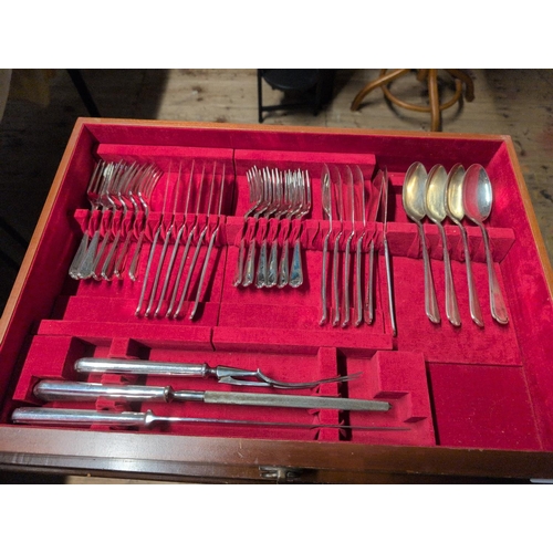 69 - A Vintage Walker & Hall 120-Piece Silver Plate Cutlery Set in a Fitted Canteen. Shipping Unavailable