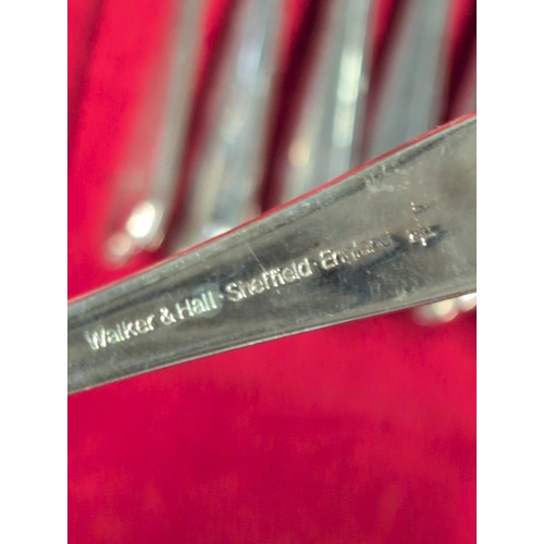 69 - A Vintage Walker & Hall 120-Piece Silver Plate Cutlery Set in a Fitted Canteen. Shipping Unavailable