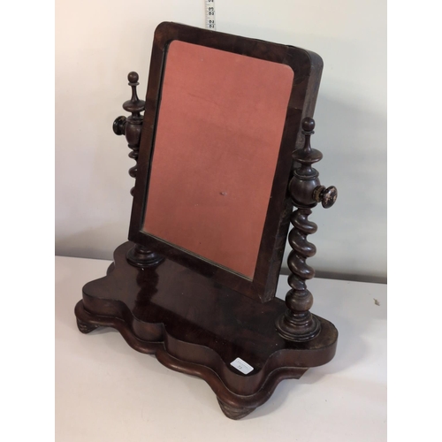 73 - A Victorian Mahogany Barley Twist Dressing Table Mirror. 59cm Tall. Shipping Unavailable