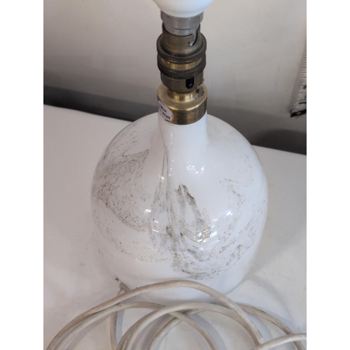 81 - A Pair of Michael Bang for Holmegaard 'Symmetrisk' Glass Table Lamps 37cm. Shipping Unavailable