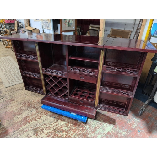 87A - Oriental Rosewood Folding Bar Cabinet 108cm Tall 91cm Wide 51cm Deep (When Closed). Shipping Unavail... 