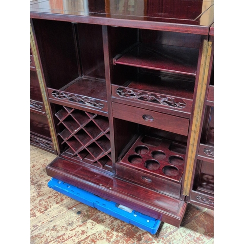 87A - Oriental Rosewood Folding Bar Cabinet 108cm Tall 91cm Wide 51cm Deep (When Closed). Shipping Unavail... 