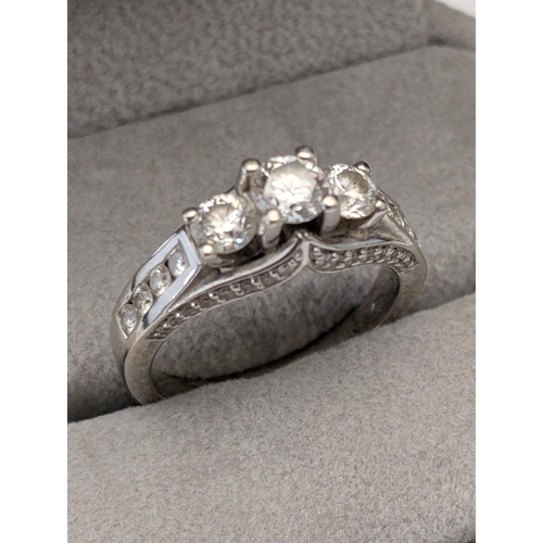 169 - A 14ct White Gold Diamond Three-Stone Ring 7.21g