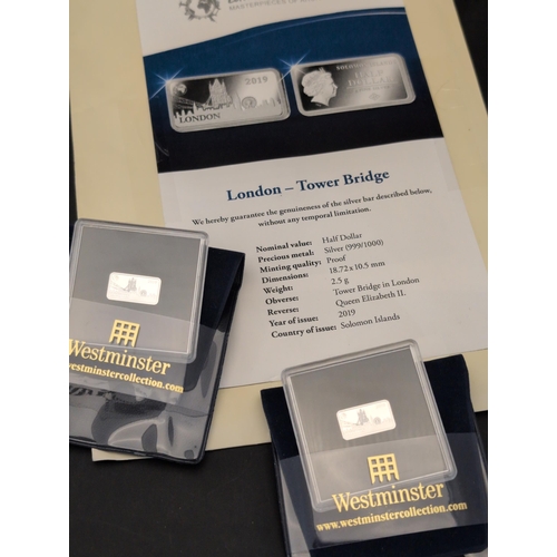 126 - A Pair of Solomon Islands 2019 'London – Tower Bridge' .999 Silver Proof Half Dollar Commemorative B... 