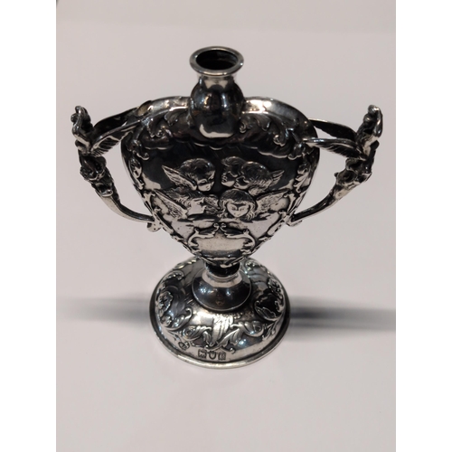 137 - A Victorian British Sterling Silver Classical Revival Urn, With Loaded Base by W.G. London 1898 H11c... 