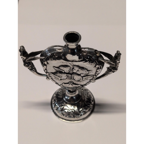 137 - A Victorian British Sterling Silver Classical Revival Urn, With Loaded Base by W.G. London 1898 H11c... 