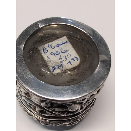138 - An Edwardian Sterling Silver Pounce Pot / Sander, Birmingham 1906, with Celtic Thistle and Shamrock ... 
