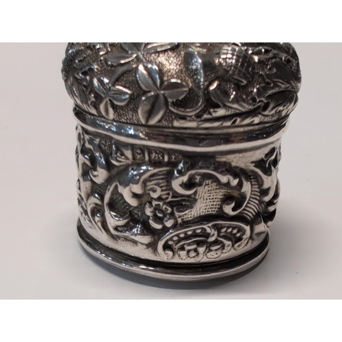 138 - An Edwardian Sterling Silver Pounce Pot / Sander, Birmingham 1906, with Celtic Thistle and Shamrock ... 