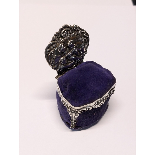 140 - A Rococo Revival Style Sterling Silver Chair Form Pin Cushion, Chester 1902