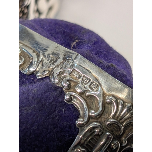 140 - A Rococo Revival Style Sterling Silver Chair Form Pin Cushion, Chester 1902