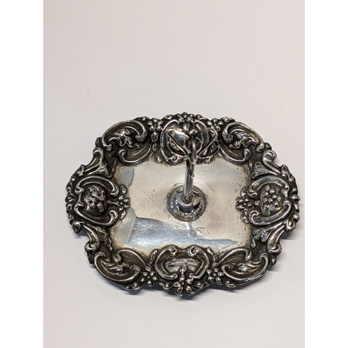 146 - A Rococo Revival Style Sterling Silver Jewellery Dish, Chester 1903. 11cm x 8cm, 8cm Height 40g
