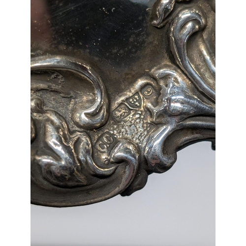 146 - A Rococo Revival Style Sterling Silver Jewellery Dish, Chester 1903. 11cm x 8cm, 8cm Height 40g