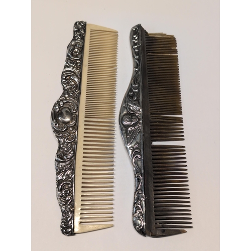 147 - Two Edwardian Sterling Silver and Composite Hair Combs