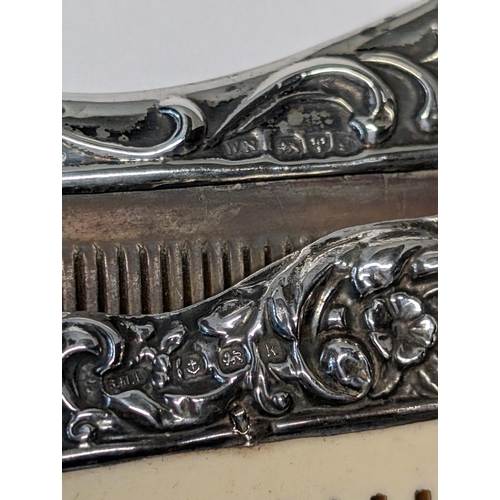 147 - Two Edwardian Sterling Silver and Composite Hair Combs