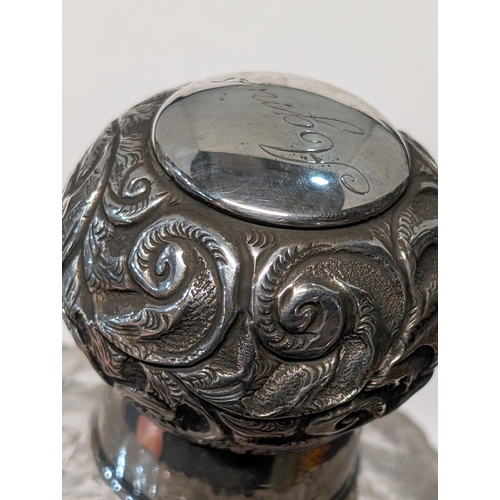 148 - A Pair of Late Victorian/Edwardian Cut Glass and Sterling Silver Vanity Bottles. 11.5cm H, 8.5cm dia