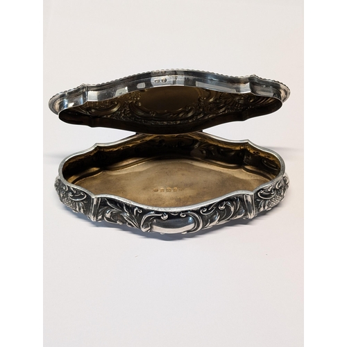 155 - Edwardian Sterling Silver Trinket Box, Heavy Repousse, Gilt Interior, Birmingham 1906 130g
