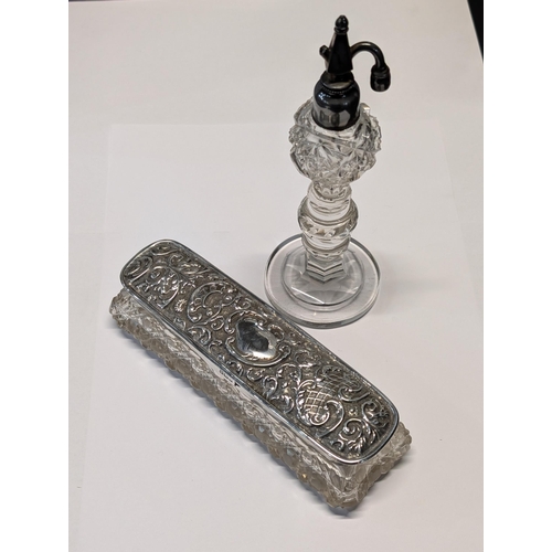 157 - Sterling Silver Repoussé and Cut-Glass Dressing Table Box Walker and Hall Silver Weight 62g, Sheffie... 