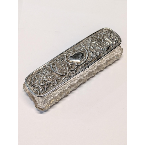 157 - Sterling Silver Repoussé and Cut-Glass Dressing Table Box Walker and Hall Silver Weight 62g, Sheffie... 