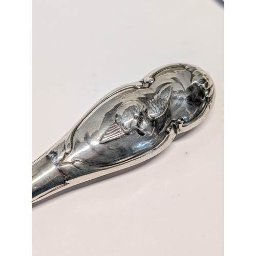 158 - Three Edwardian Sterling Silver Dressing Table items Including Chester Hallmarks. Shoe horn L 26cm. ... 