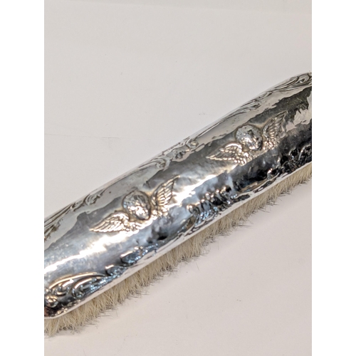 158 - Three Edwardian Sterling Silver Dressing Table items Including Chester Hallmarks. Shoe horn L 26cm. ... 