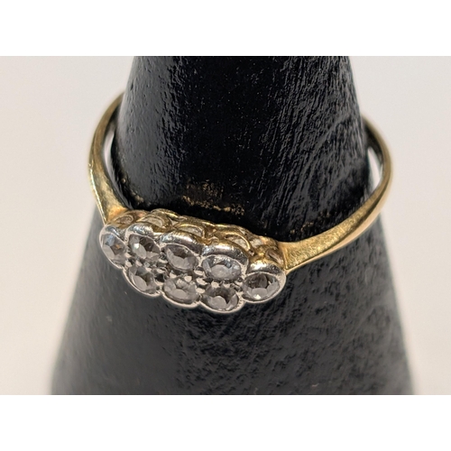159 - An Art Deco Style 18ct Yellow Gold Diamond Cluster Ring N 1/2 1.59