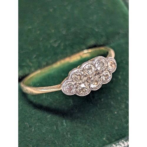 159 - An Art Deco Style 18ct Yellow Gold Diamond Cluster Ring N 1/2 1.59