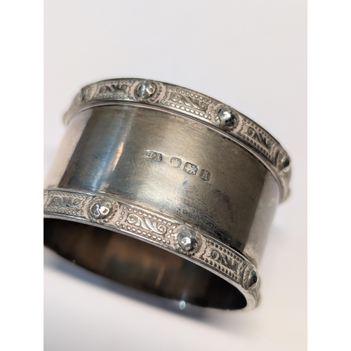 163 - Two English Sterling Silver Items, Both Sheffield. Bowl H 4.5cm, 7cm dia. Napkin ring H 3cm, 5cm dia... 