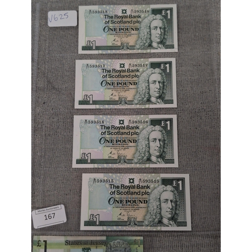 167 - A Collection of Eleven British and Channel Islands Banknotes and a British Armed Forces Special Vouc... 
