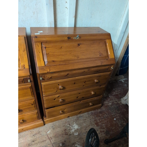 83 - A Pine Fall-Front Bureau Desk 76x46x100cm, Shipping Unavailable