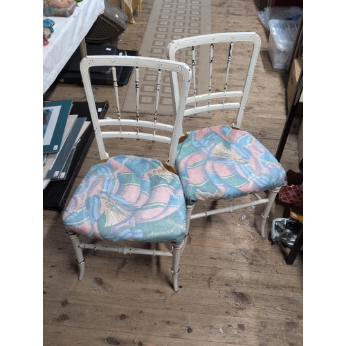 92 - A Pair of 19th Century French Louis XVI Style Painted Salon Chairs, Shipping Unavailable
