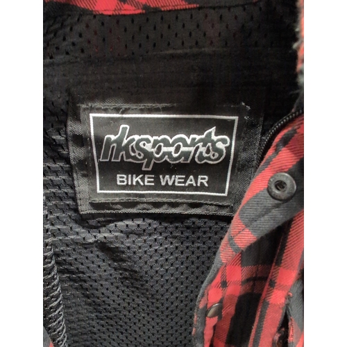 116 - rkspoorts BIKE WEAR Men's Motorcycle Flannel Shirt, Red and Black Plaid, Size XL