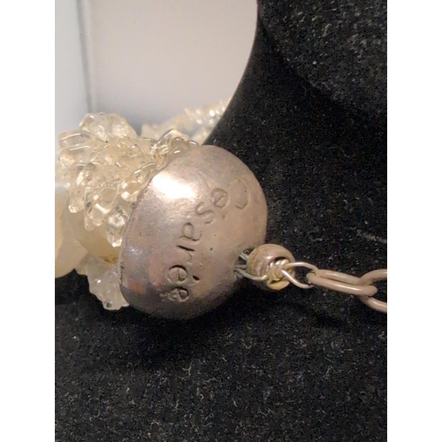 136 - Cesaré Paris Multi-Strand Necklace with Clear Quartz and Opaque White Beads