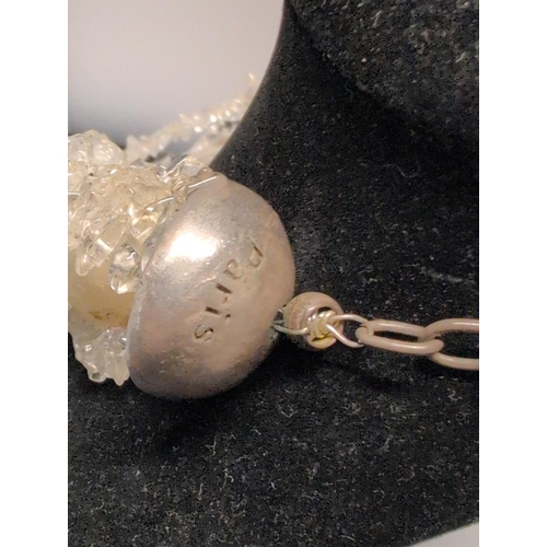 136 - Cesaré Paris Multi-Strand Necklace with Clear Quartz and Opaque White Beads