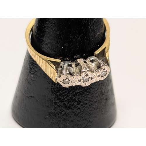 145 - A 18ct Yellow Gold Three Stone Diamond Ring N 1/2 3.05g