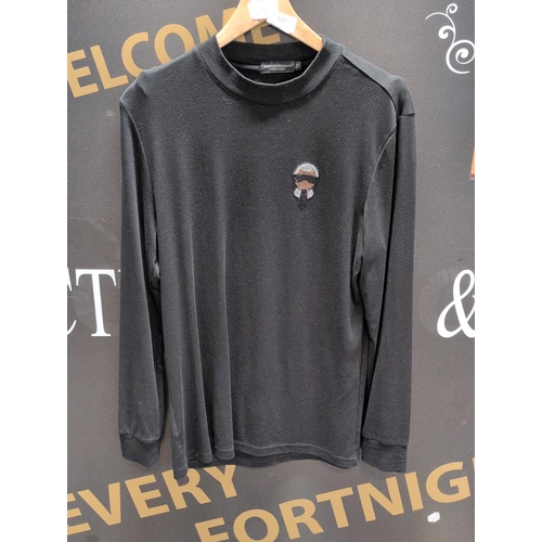 117 - GIORGIO REGGIANI Men's Black Mock-Neck Long-Sleeve Top, Size 54, Unauthenticated